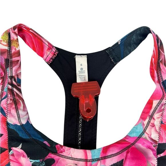 Lululemon Lightened Up Singlet Tank Top Secret Garden Floral Rose Pink Size 6 - Picture 7 of 7